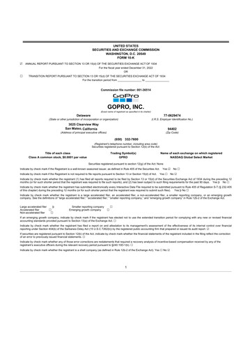 Thumbnail GoPro 10-K Annual Report 2022