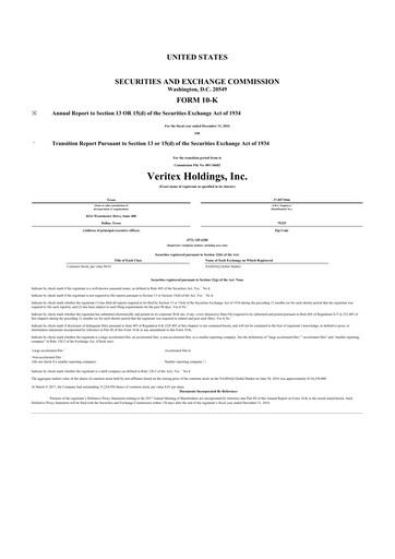 Thumbnail Veritex Holdings
 10-K Annual Report 2016