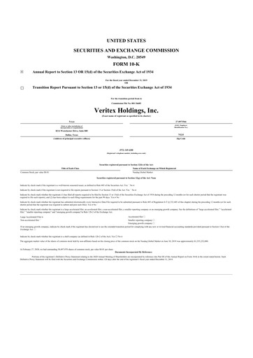 Thumbnail Veritex Holdings
 10-K Annual Report 2019