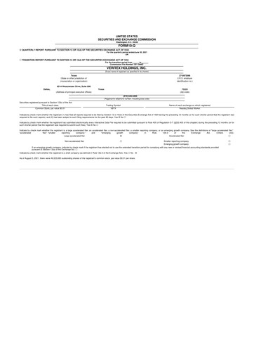 Thumbnail Veritex Holdings
 10-Q Quarterly Report FY2021 