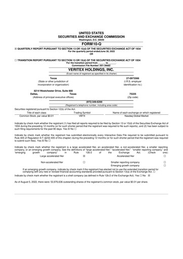 Thumbnail Veritex Holdings
 10-Q Quarterly Report FY2022 