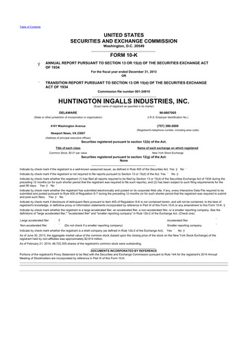 Thumbnail Huntington Ingalls Industries
 10-K Annual Report 2013