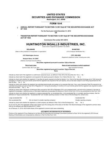 Thumbnail Huntington Ingalls Industries
 10-K Annual Report 2015