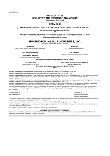 Thumbnail Huntington Ingalls Industries
 10-K Annual Report 2018