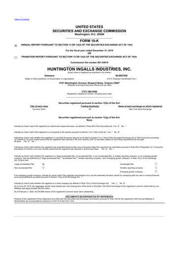 Thumbnail Huntington Ingalls Industries
 10-K Annual Report 2019