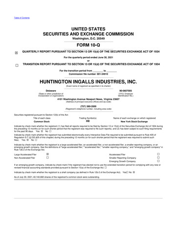 Thumbnail Huntington Ingalls Industries
 10-Q Quarterly Report FY2021 