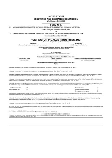 Thumbnail Huntington Ingalls Industries
 10-K Annual Report 2022