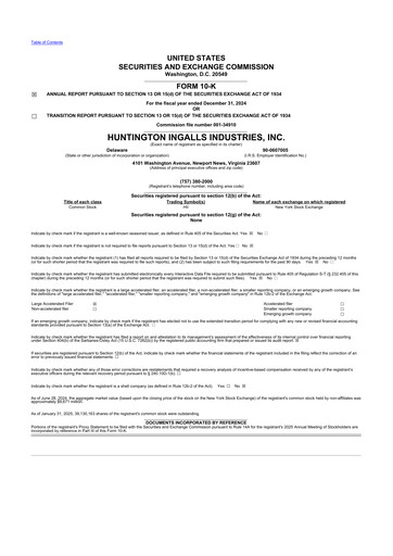 Thumbnail Huntington Ingalls Industries
 10-K Annual Report 2024