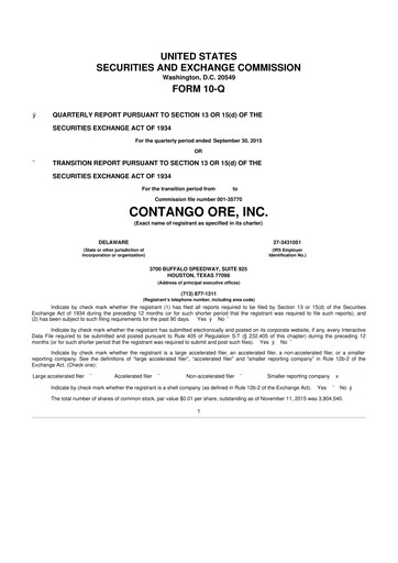Thumbnail Contango Ore 10-Q Quarterly Report FY2016 