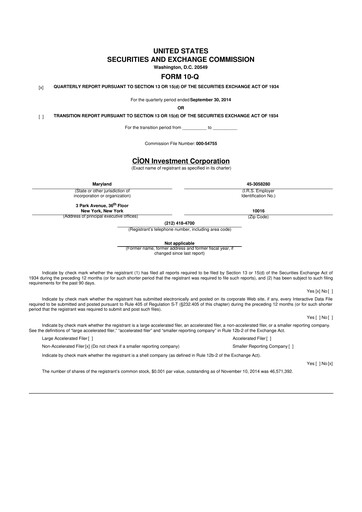 Thumbnail CION Investment Corporation 10-Q Quarterly Report FY 