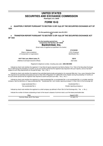 Vorschaubild BankUnited
 10-Q Quartalsbericht  