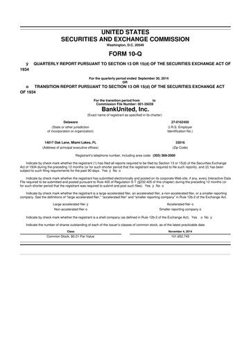 Vorschaubild BankUnited
 10-Q Quartalsbericht  