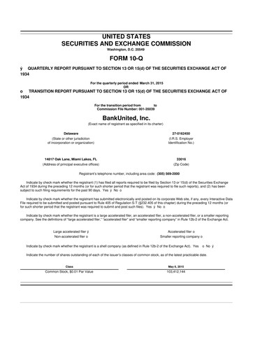 Vorschaubild BankUnited
 10-Q Quartalsbericht  