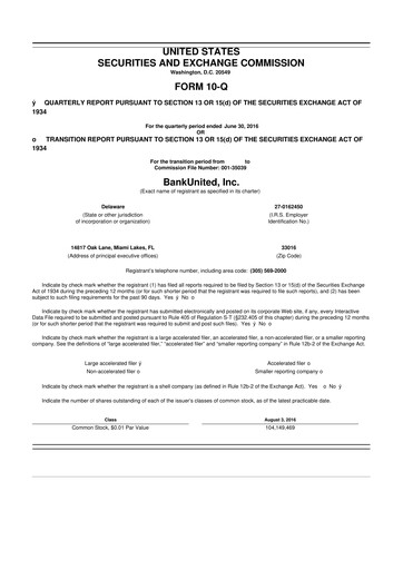 Vorschaubild BankUnited
 10-Q Quartalsbericht  