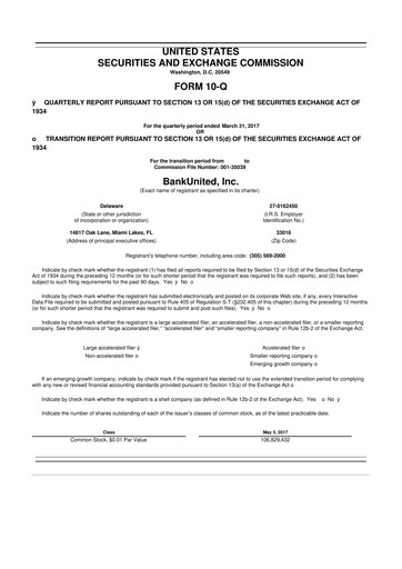 Vorschaubild BankUnited
 10-Q Quartalsbericht  