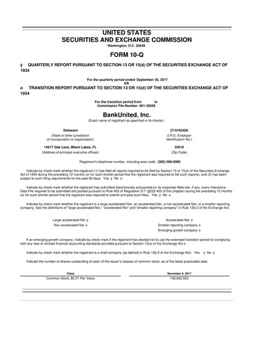 Vorschaubild BankUnited
 10-Q Quartalsbericht  