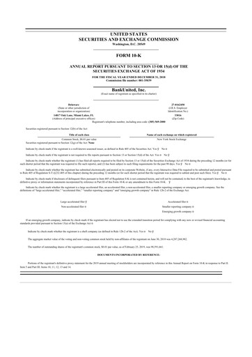 Thumbnail BankUnited
 10-K Annual Report 2018