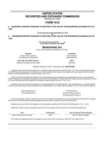 Vorschaubild BankUnited
 10-Q Quartalsbericht  
