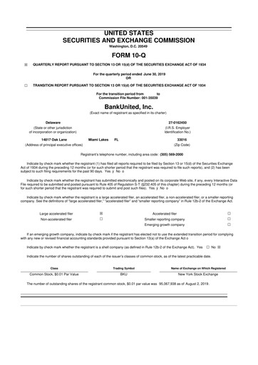 Vorschaubild BankUnited
 10-Q Quartalsbericht  