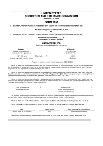 Vorschaubild BankUnited
 10-Q Quartalsbericht  