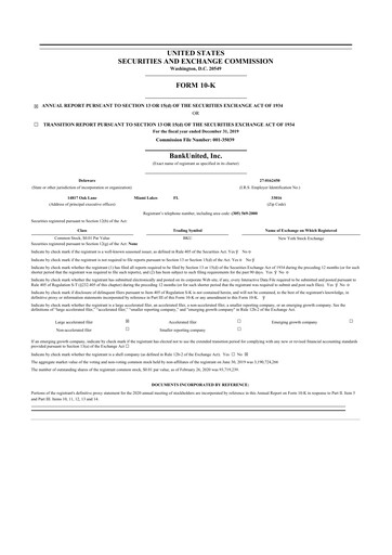 Thumbnail BankUnited
 10-K Annual Report 2019