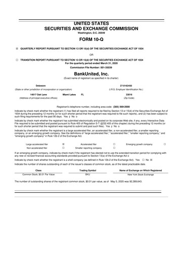 Vorschaubild BankUnited
 10-Q Quartalsbericht  