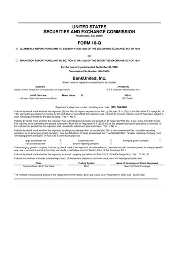 Vorschaubild BankUnited
 10-Q Quartalsbericht  