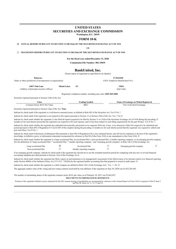 Thumbnail BankUnited
 10-K Annual Report 2020