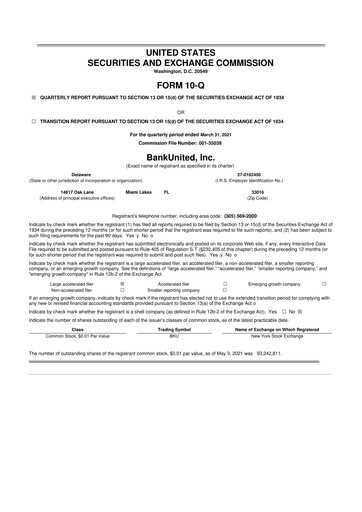 Vorschaubild BankUnited
 10-Q Quartalsbericht  