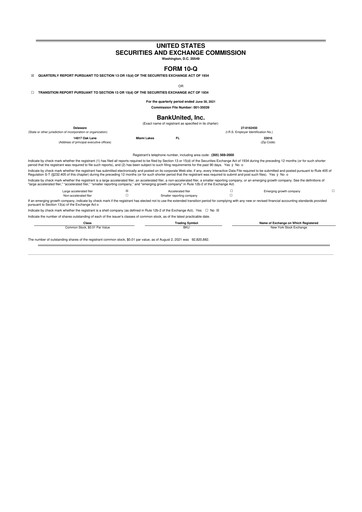 Vorschaubild BankUnited
 10-Q Quartalsbericht  