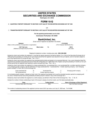 Vorschaubild BankUnited
 10-Q Quartalsbericht  