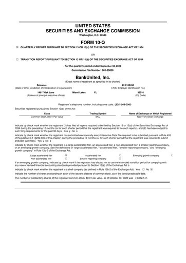 Vorschaubild BankUnited
 10-Q Quartalsbericht  