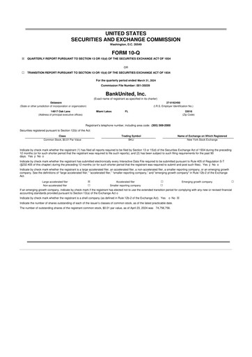 Vorschaubild BankUnited
 10-Q Quartalsbericht  