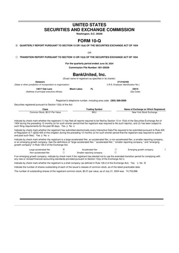Vorschaubild BankUnited
 10-Q Quartalsbericht  
