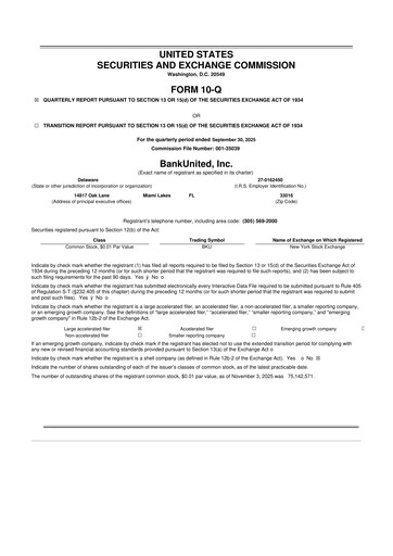 Vorschaubild BankUnited
 10-Q Quartalsbericht  