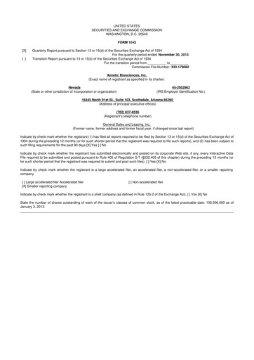 Thumbnail Xenetic Biosciences 10-Q Quarterly Report FY2013 