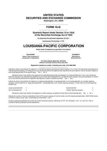 Thumbnail Louisiana-Pacific
 10-Q Quarterly Report FY2011 