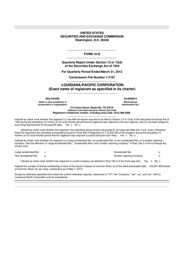 Thumbnail Louisiana-Pacific
 10-Q Quarterly Report FY2013 
