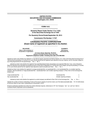 Thumbnail Louisiana-Pacific
 10-Q Quarterly Report FY2013 