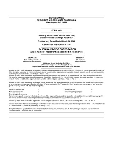 Thumbnail Louisiana-Pacific
 10-Q Quarterly Report FY2017 