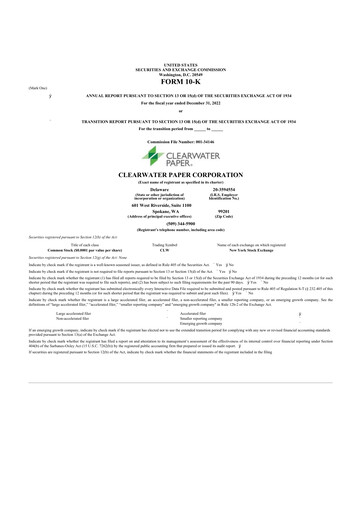 Thumbnail Clearwater Paper 10-K Annual Report 2022
