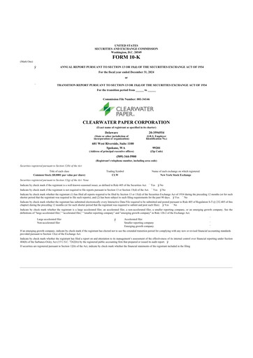 Thumbnail Clearwater Paper 10-K Annual Report 2024