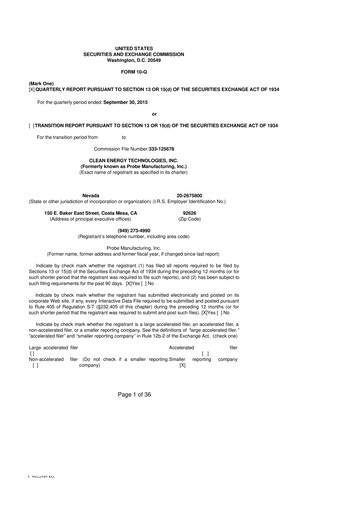 Thumbnail Clean Energy Technologies 10-Q Quarterly Report FY2015 