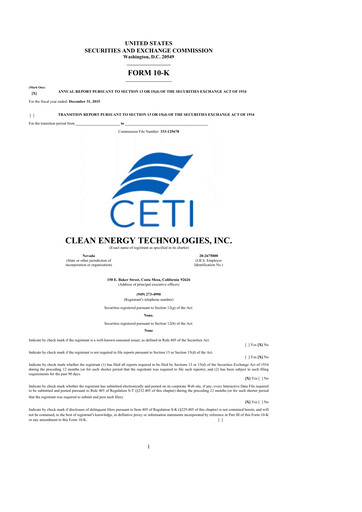 Vorschaubild Clean Energy Technologies 10-K Jahresbericht 2015