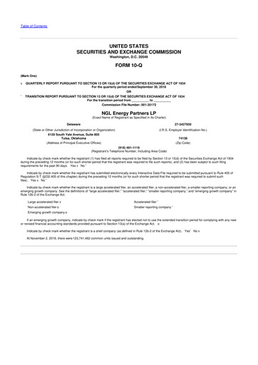 Miniature NGL Energy Partners
 10-Q Rapport trimestriel 2019 