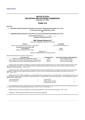 Miniature NGL Energy Partners
 10-Q Rapport trimestriel 2026 