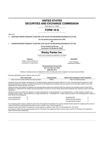 Thumbnail Warby Parker 10-Q Quarterly Report FY2025 