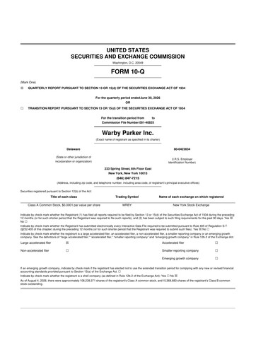 Thumbnail Warby Parker 10-Q Quarterly Report FY2026 