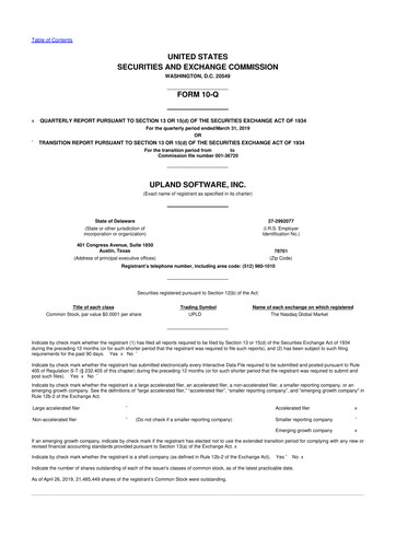 Thumbnail Upland Software
 10-Q Quarterly Report FY2019 