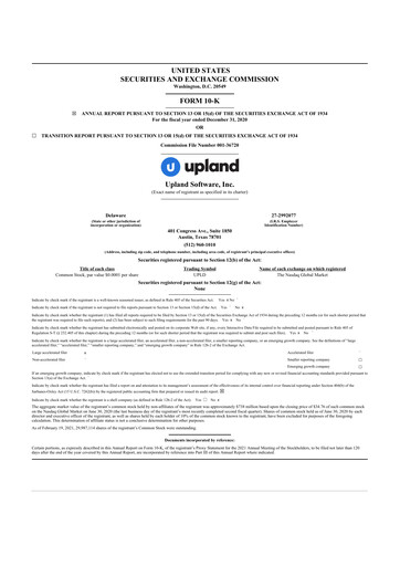 Thumbnail Upland Software
 10-K Annual Report 2020